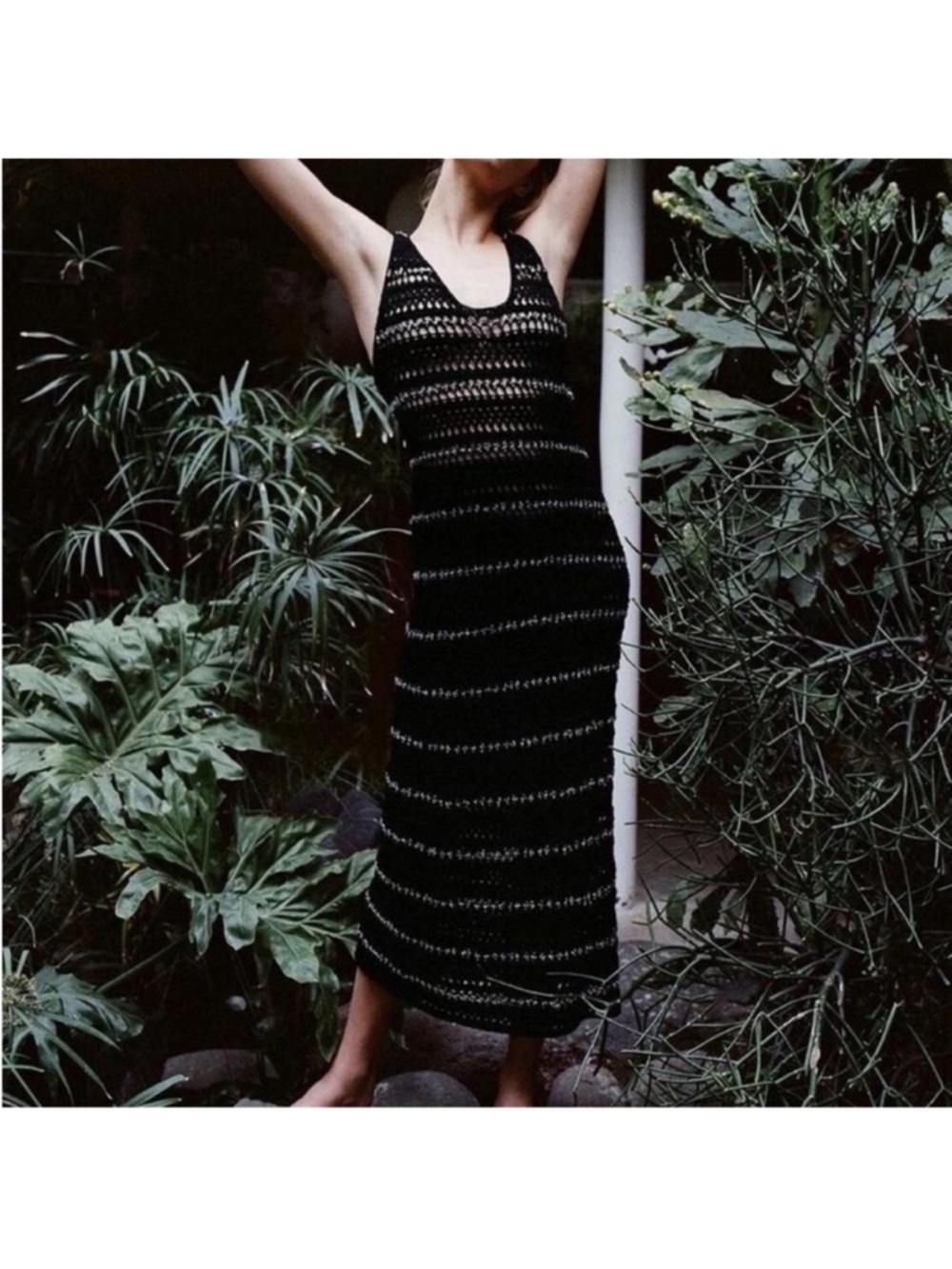 Zara Black Crochet Maxi Dress NWT Medium